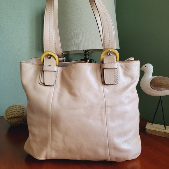 Coach Soho North South Metallic Peach Leather Satchel #F17216 - Picture 1 of 14